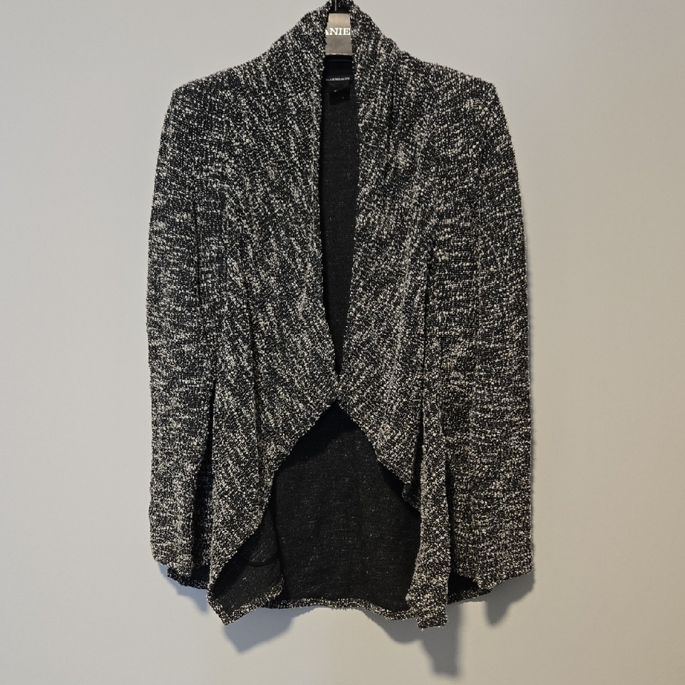 Club Monaco Black & White Marled Open Front Cardigan